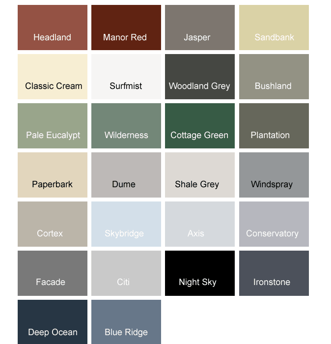 colorbond_color_chart